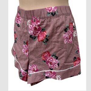 Victoria’s Secret  WOMENS XL Floral Glittery PJ Sleep Shorts Pink ROSE Mauve
